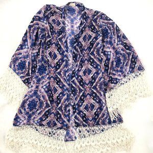 Show Me Your MuMu Metzler Fringe Lace Kimono Small